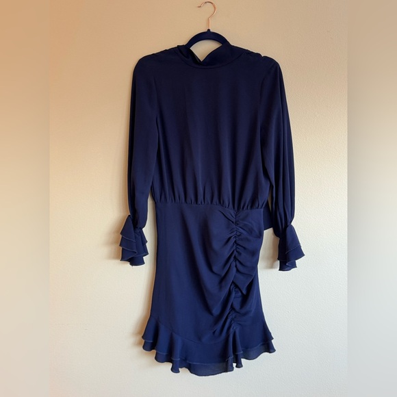 Chic Navy Long Sleeve Dress - Picture 2 of 2